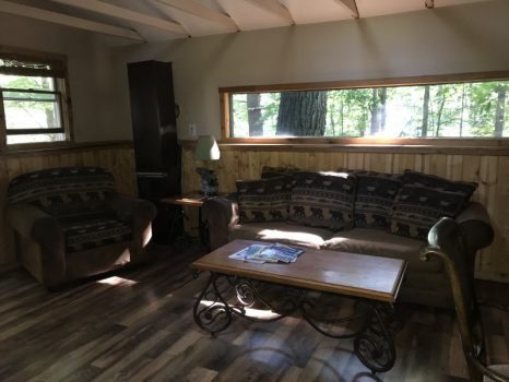 The Angler Cottage living room Moonlight bay resort